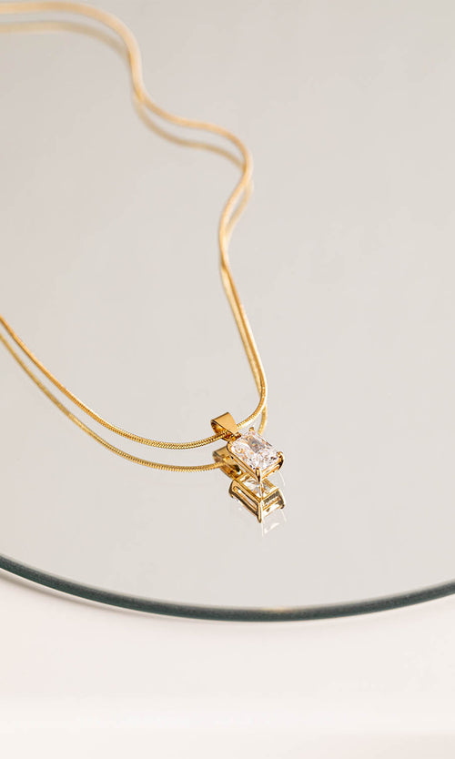 Paul Valentine Baguette Stone Necklace