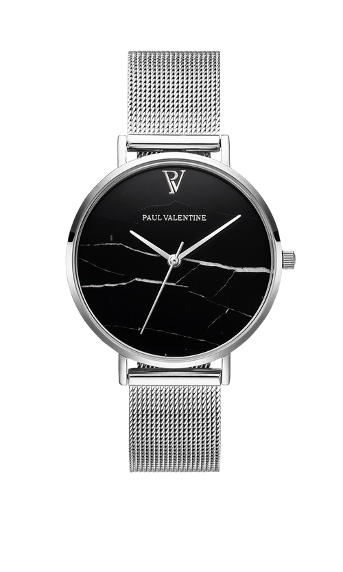 Paul Valentine Black Marble Silver Mesh