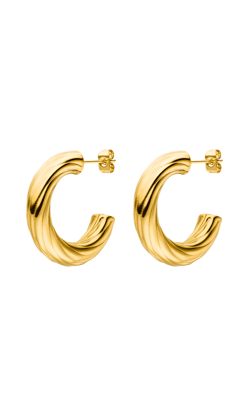 Paul Valentine Elegant Rope Hoops 14K Gold Plated