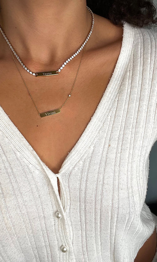 Paul Valentine Gravierbare Rectangle Halskette