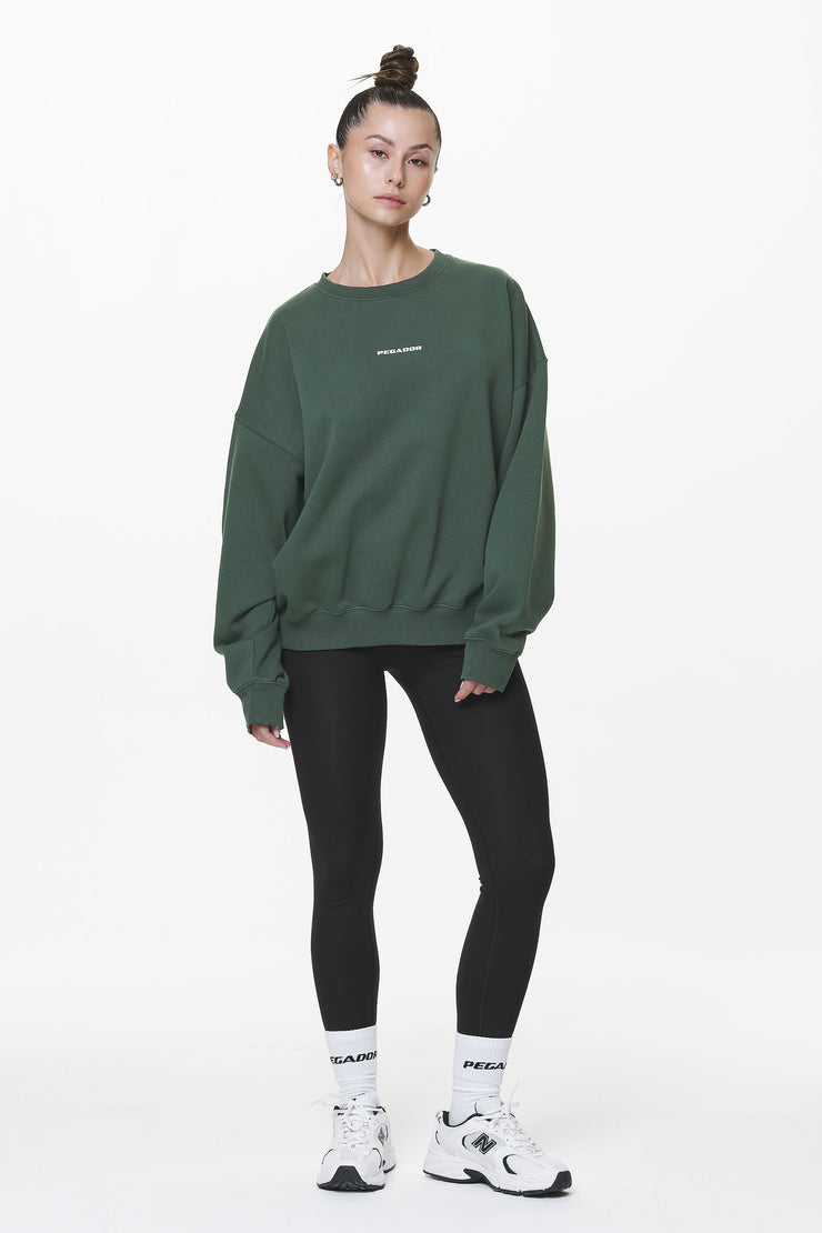 Pegador Aelva Logo Heavy Oversized Crew Neck Washed Sage Green