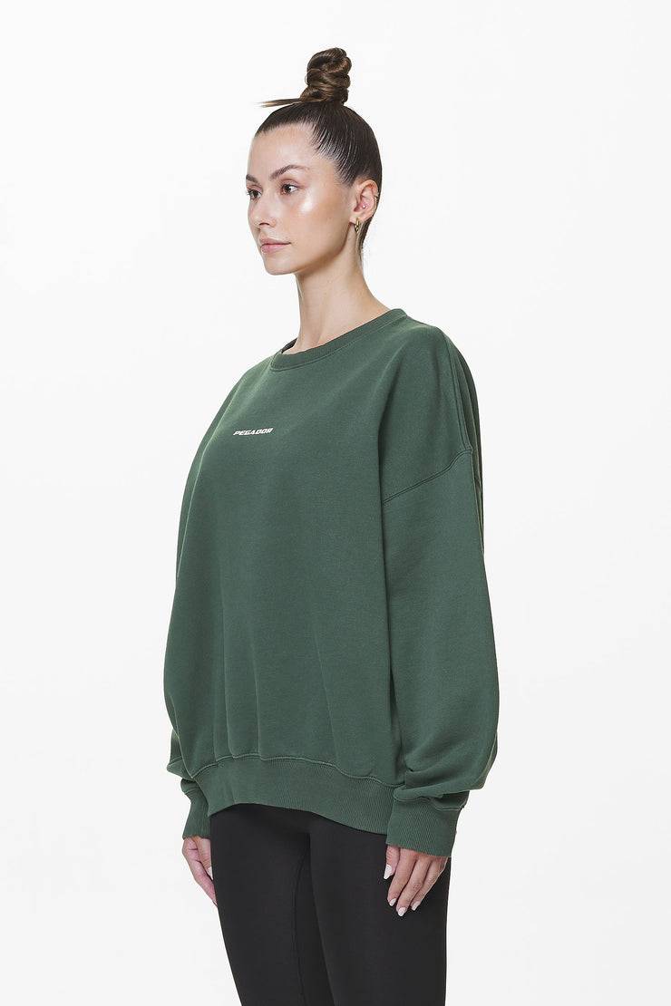 Pegador Aelva Logo Heavy Oversized Crew Neck Washed Sage Green