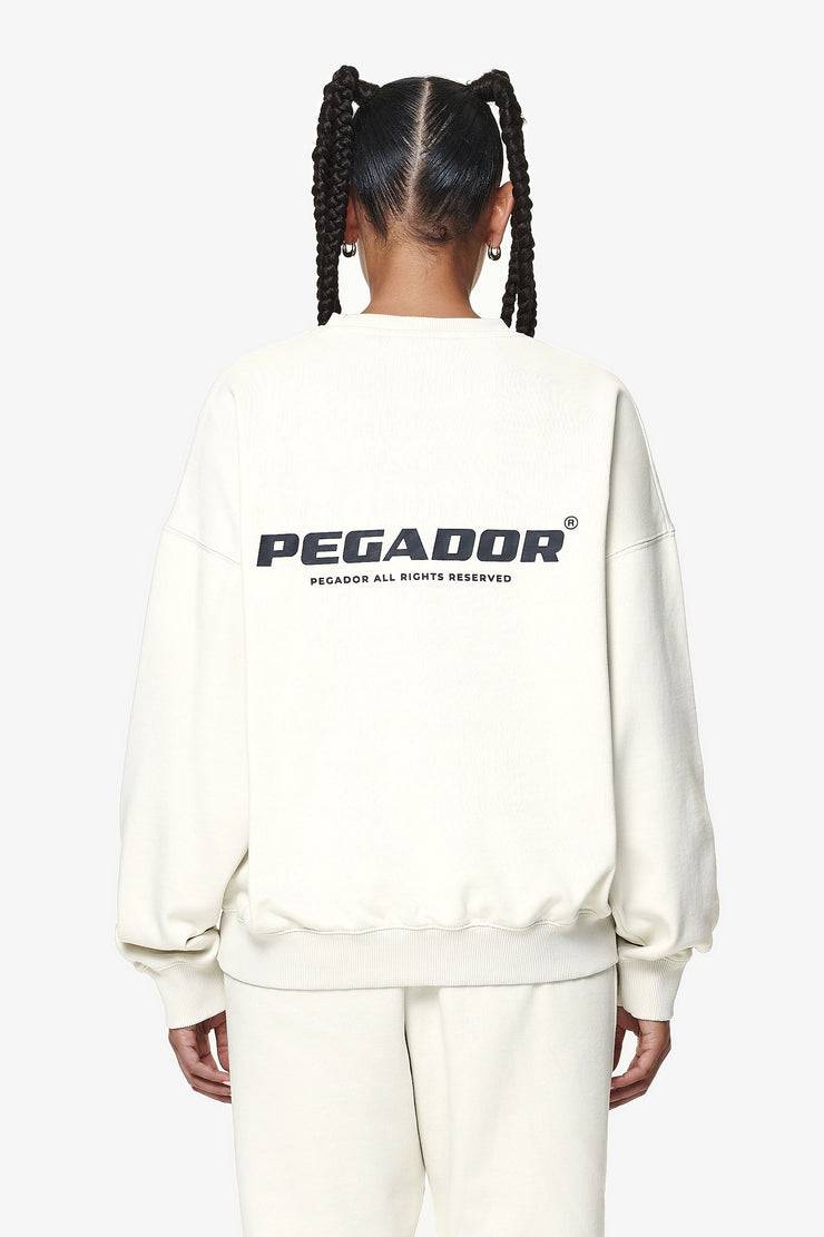 Pegador Aelva Logo Heavy Oversized Crew Neck Washed Salty Cream