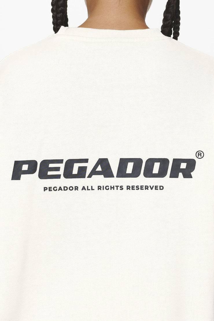 Pegador Aelva Logo Heavy Oversized Crew Neck Washed Salty Cream
