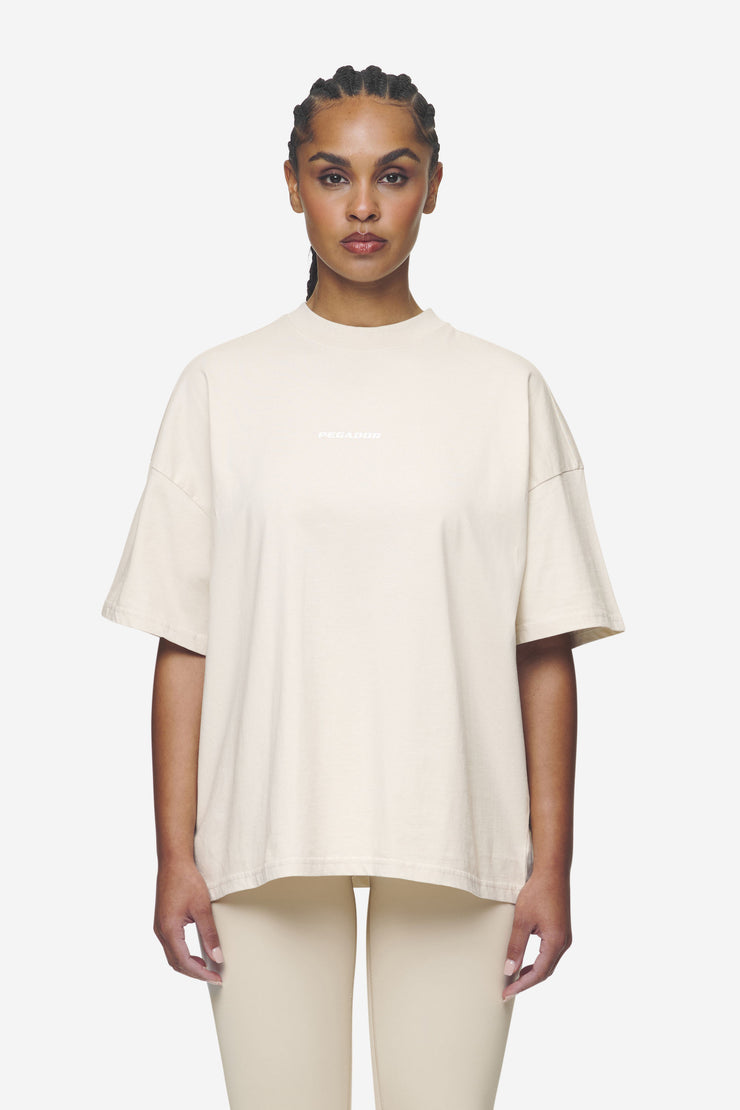 Pegador Arendal Logo Heavy Oversized Tee Washed Coast Sand White