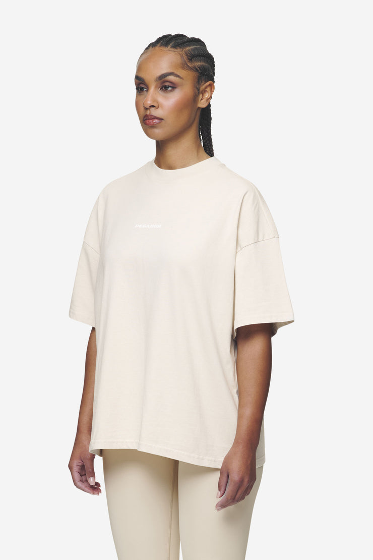 Pegador Arendal Logo Heavy Oversized Tee Washed Coast Sand White