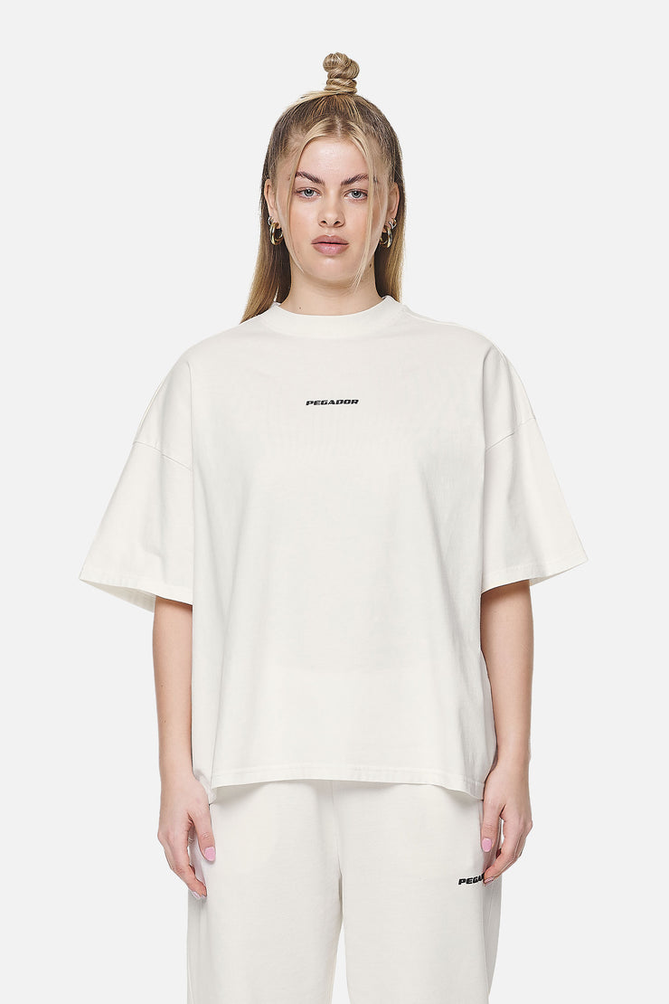 Pegador Arendal Logo Heavy Oversized Tee Washed Coconut Milk Black