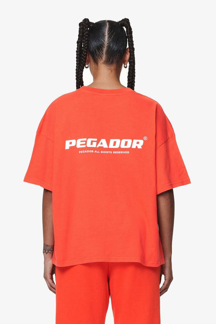 Pegador Arendal Logo Heavy Oversized Tee Washed Signal Red
