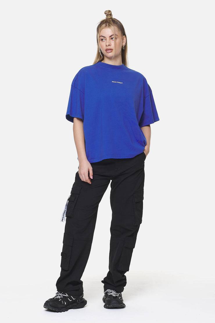 Pegador Arendal Logo Heavy Oversized Tee Washed True Blue White