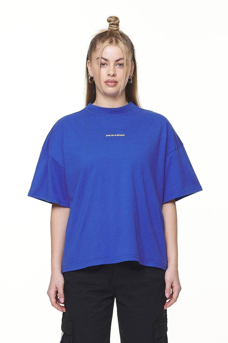 Pegador Arendal Logo Heavy Oversized Tee Washed True Blue White