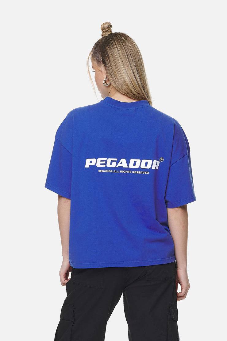 Pegador Arendal Logo Heavy Oversized Tee Washed True Blue White