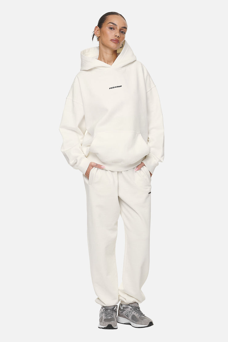 Pegador Atna Logo Oversized Hoodie Washed Coconut Milk Black