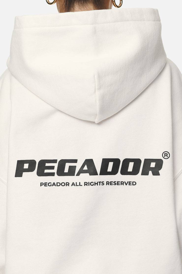 Pegador Atna Logo Oversized Hoodie Washed Coconut Milk Black