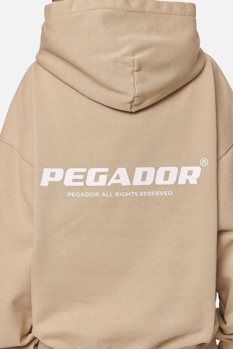 Pegador Atna Logo Oversized Hoodie Washed Safari Sand White