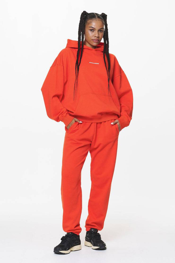 Pegador Atna Logo Oversized Hoodie Washed Signal Red