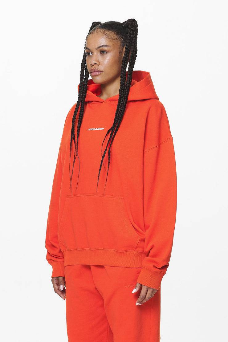 Pegador Atna Logo Oversized Hoodie Washed Signal Red
