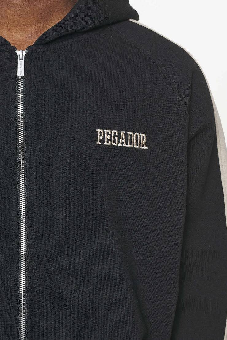 Pegador Aytoun Raglan Sweat Jacket Vintage Washed Onyx Black