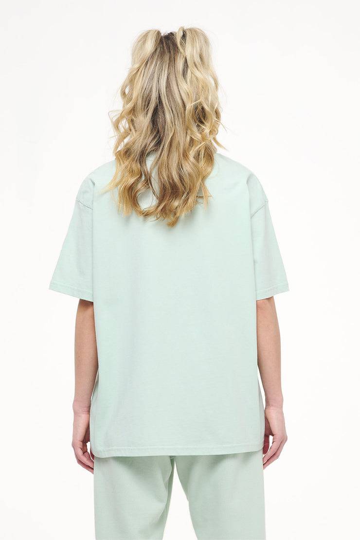 Pegador Beverly Logo Oversized Tee Vintage Washed Milky Green Gum