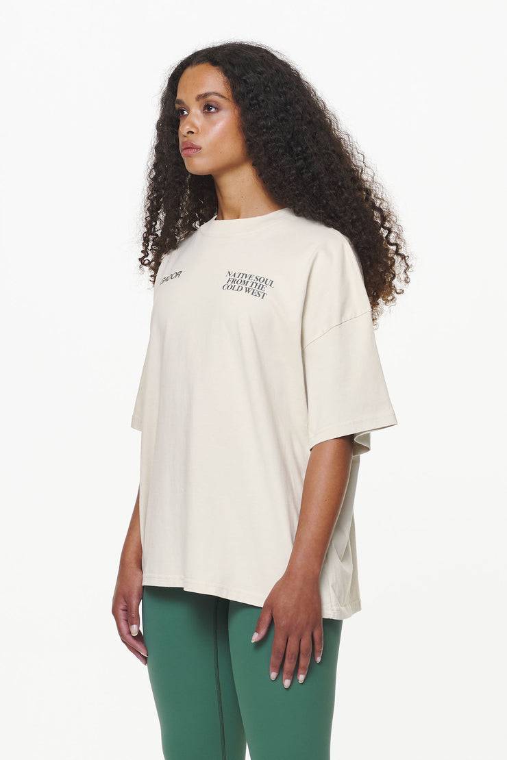 Pegador Cadogan Heavy Oversized Tee Vintage Washed Bone White
