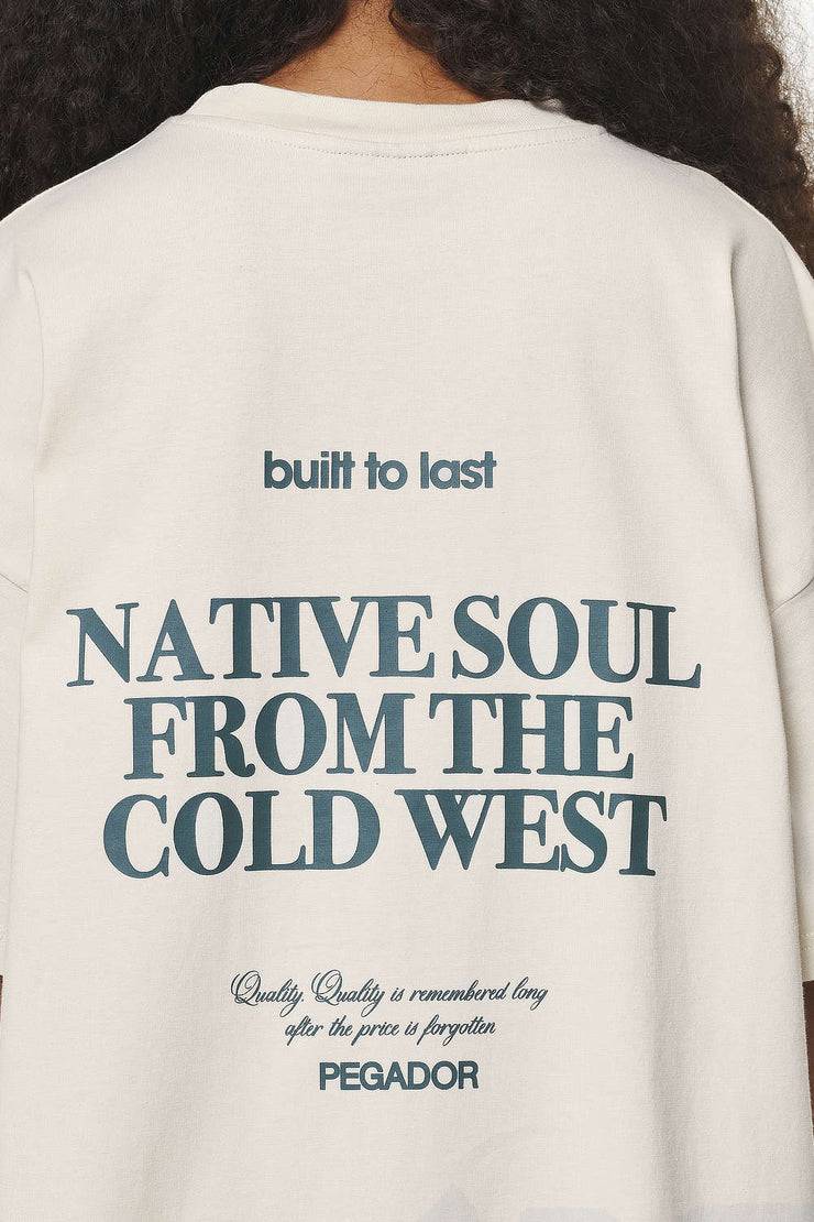 Pegador Cadogan Heavy Oversized Tee Vintage Washed Bone White