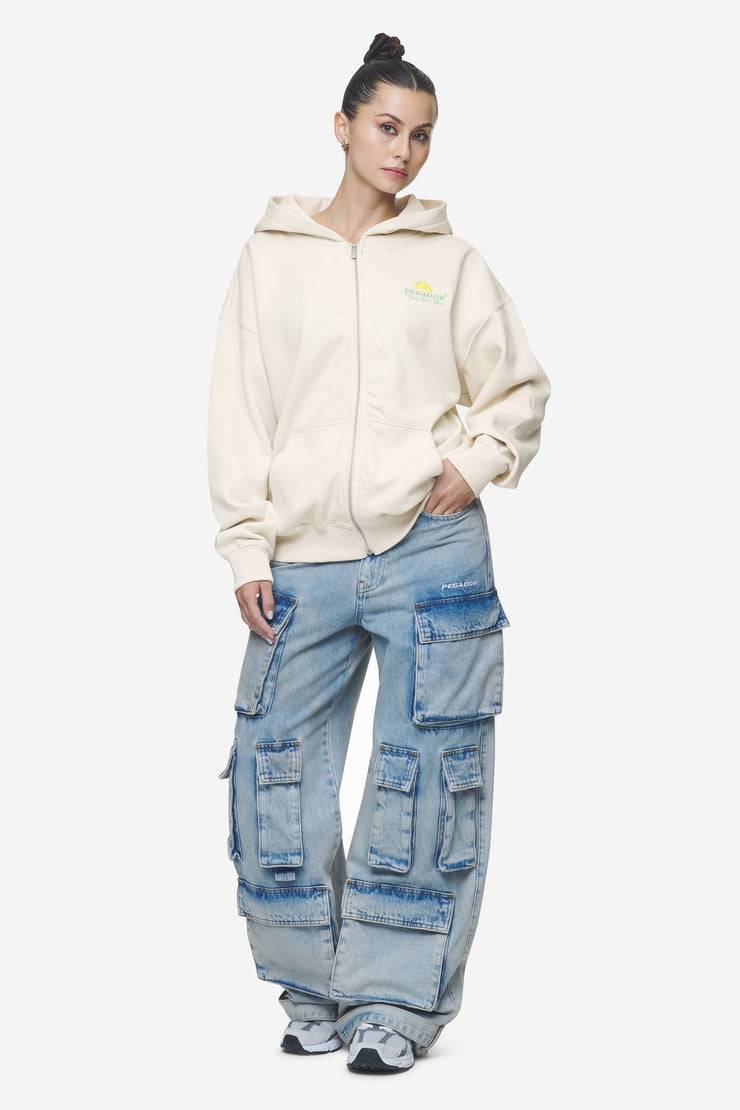 Pegador Celina High Waist Cargo Jeans Washed Pale Blue