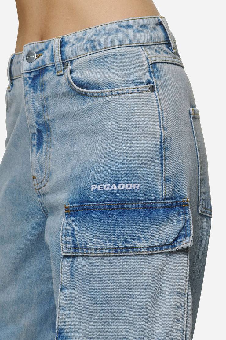 Pegador Celina High Waist Cargo Jeans Washed Pale Blue