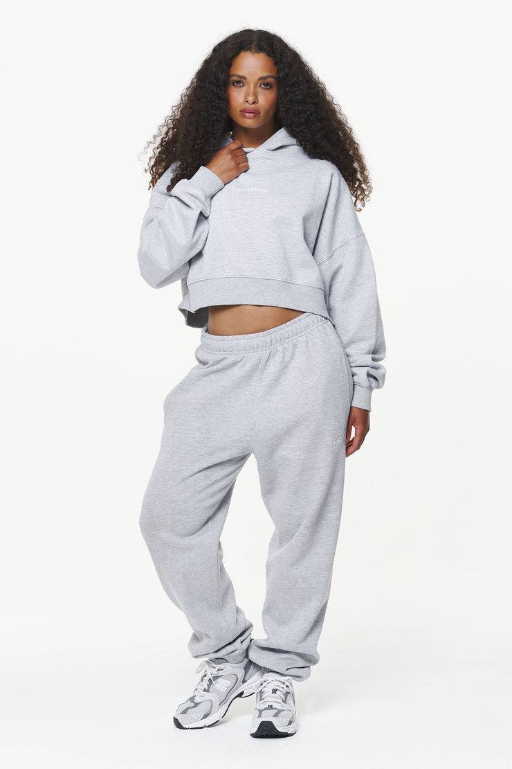 Pegador Chancery Oversized Cropped Hoodie Grey Melange