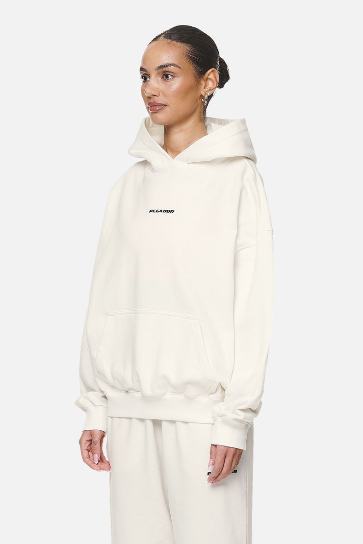 Pegador Clarita Logo Oversized Hoodie Washed Coconut Milk Black Gum