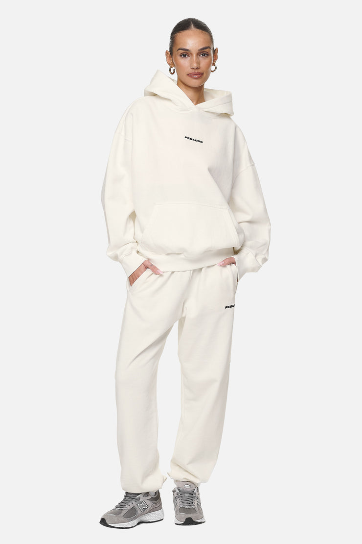 Pegador Clarita Logo Oversized Hoodie Washed Coconut Milk Black Gum