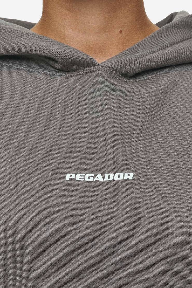 Pegador Clarita Logo Oversized Hoodie Washed Deep Grey White Gum