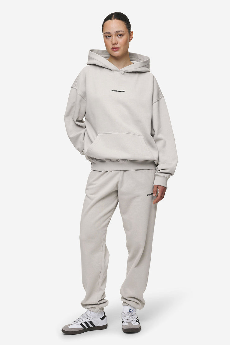 Pegador Clarita Logo Oversized Hoodie Washed Moon Grey Black Gum