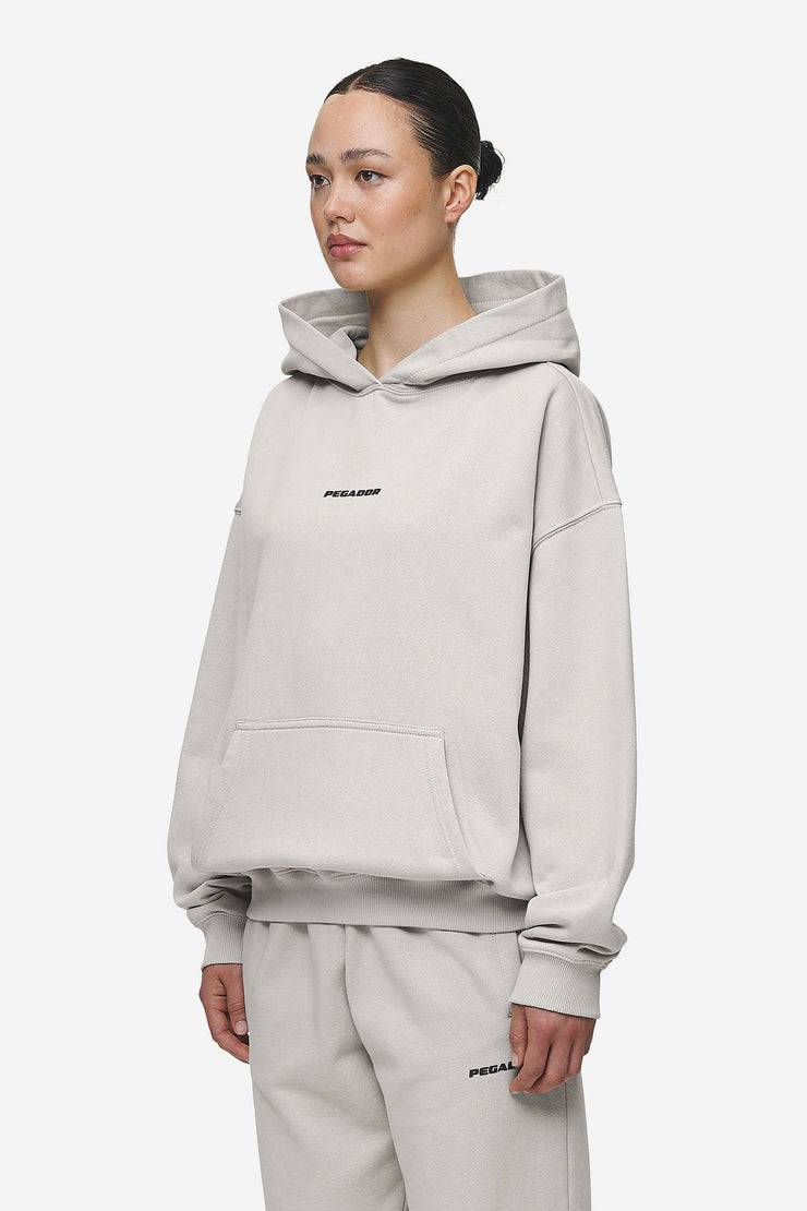 Pegador Clarita Logo Oversized Hoodie Washed Moon Grey Black Gum