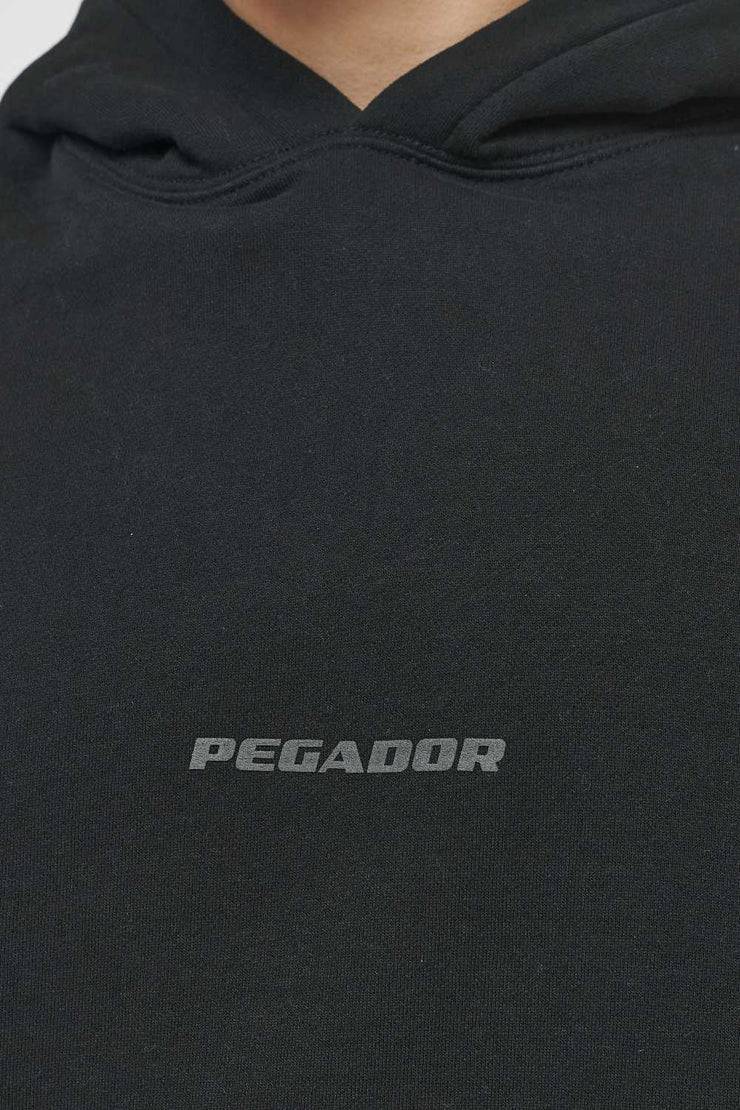 Pegador Colne Logo Oversized Hoodie Vintage Washed Black Ink Gum