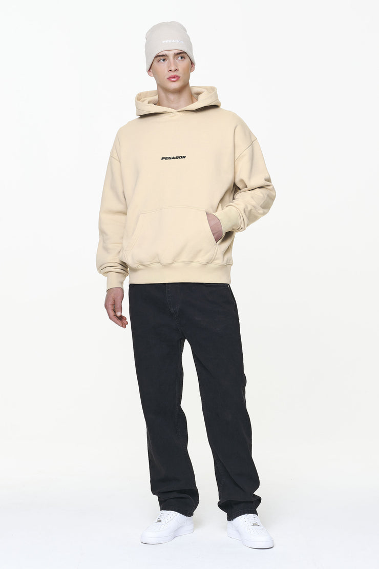 Pegador Colne Logo Oversized Hoodie Vintage Washed Kingdom Beige Gum