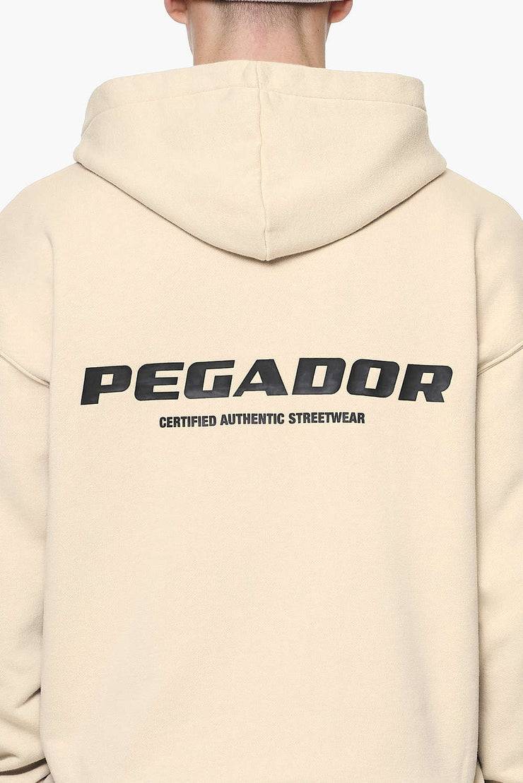 Pegador Colne Logo Oversized Hoodie Vintage Washed Kingdom Beige Gum