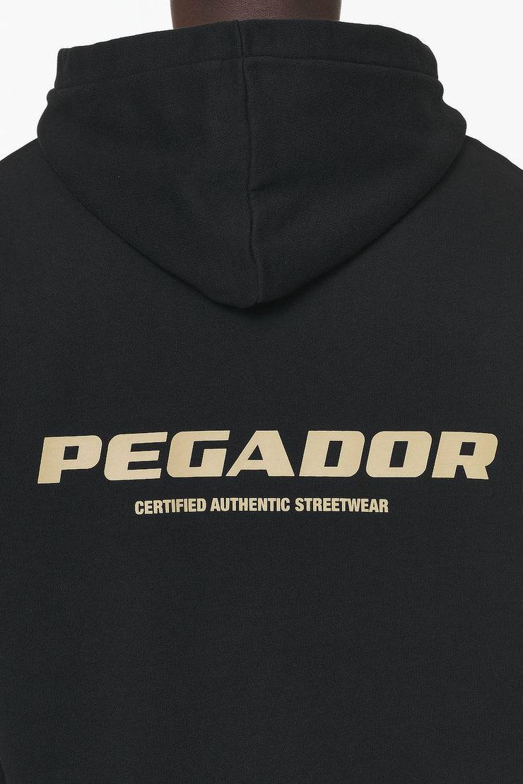 Pegador Colne Logo Oversized Hoodie Vintage Washed Onyx Black Gum