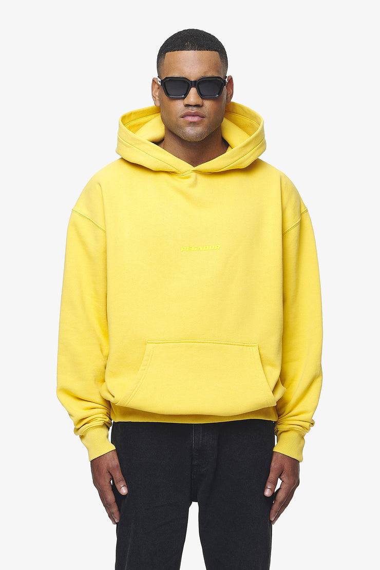 Pegador Colne Logo Oversized Hoodie Vintage Washed Solar Yellow Gum