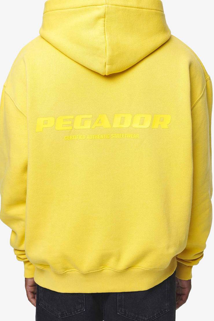 Pegador Colne Logo Oversized Hoodie Vintage Washed Solar Yellow Gum