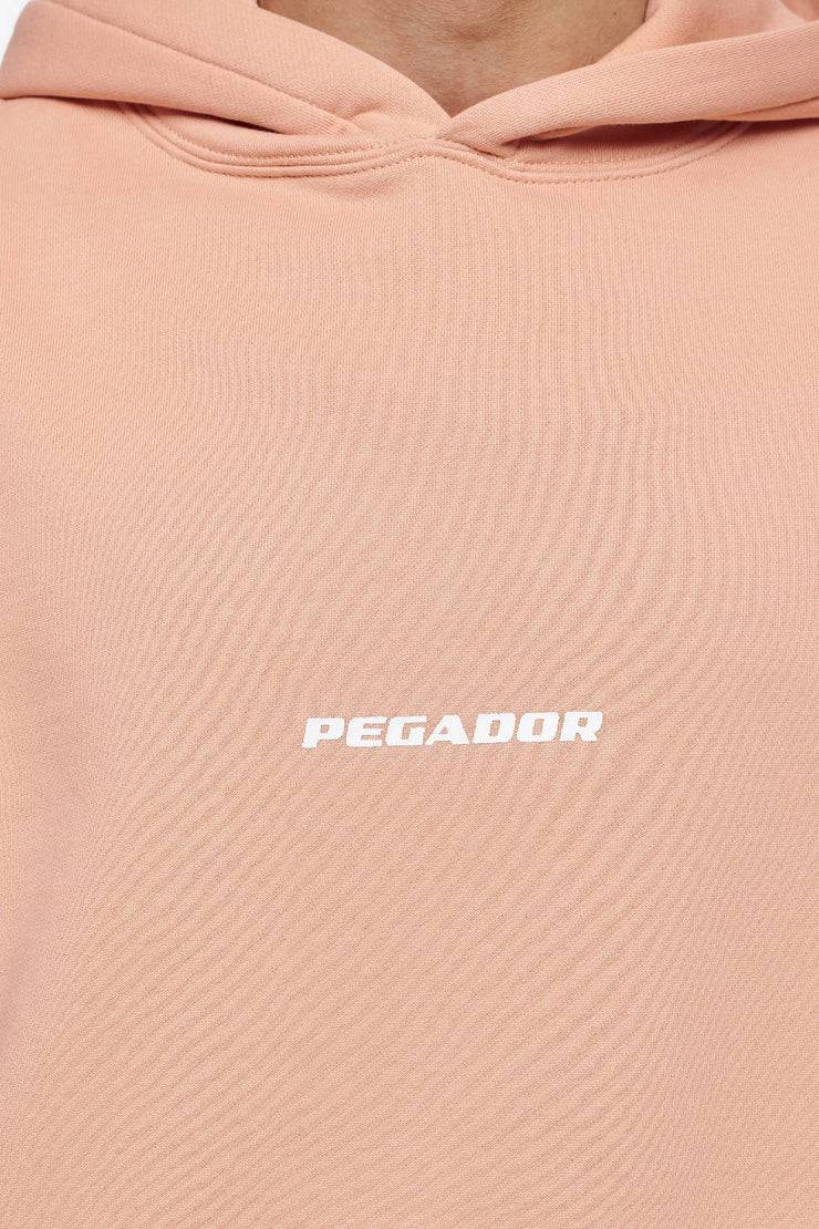 Pegador Colne Logo Oversized Hoodie Vintage Washed Tuscan Rose