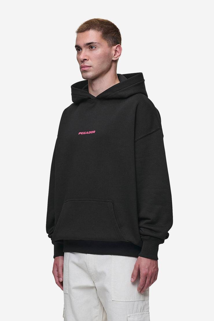 Pegador Colne Logo Oversized Hoodie Washed Black Virtual Pink