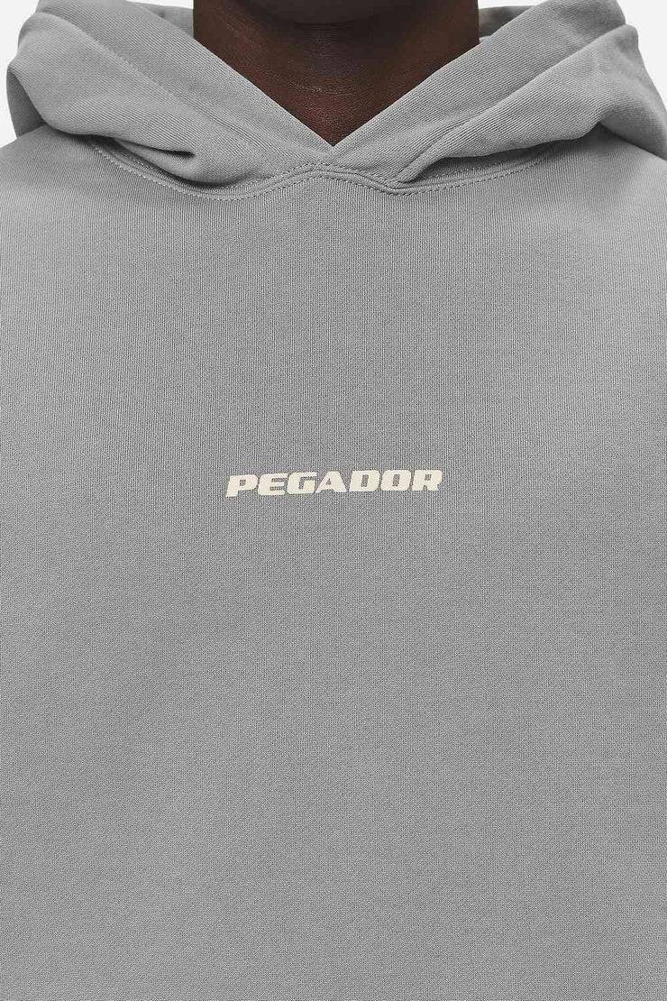 Pegador Colne Logo Oversized Hoodie Washed Cool Grey Desert Sand