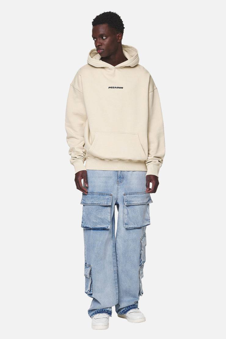 Pegador Colne Logo Oversized Hoodie Washed Desert Sand