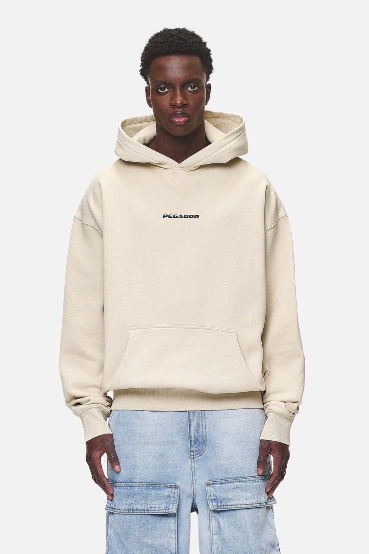 Pegador Colne Logo Oversized Hoodie Washed Desert Sand