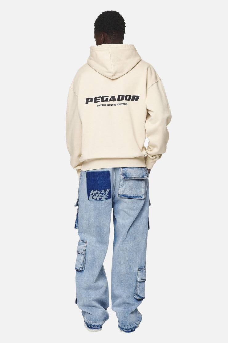 Pegador Colne Logo Oversized Hoodie Washed Desert Sand