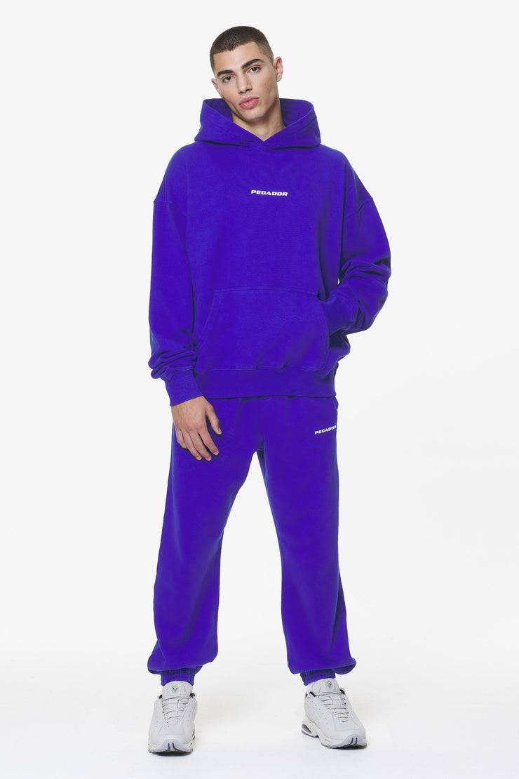 Pegador Colne Logo Oversized Hoodie Washed Endless Blue