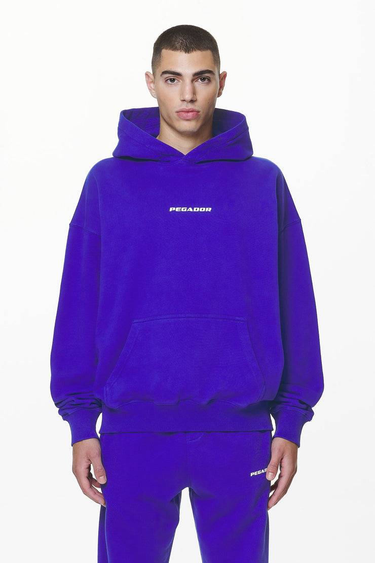 Pegador Colne Logo Oversized Hoodie Washed Endless Blue