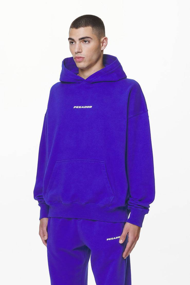Pegador Colne Logo Oversized Hoodie Washed Endless Blue