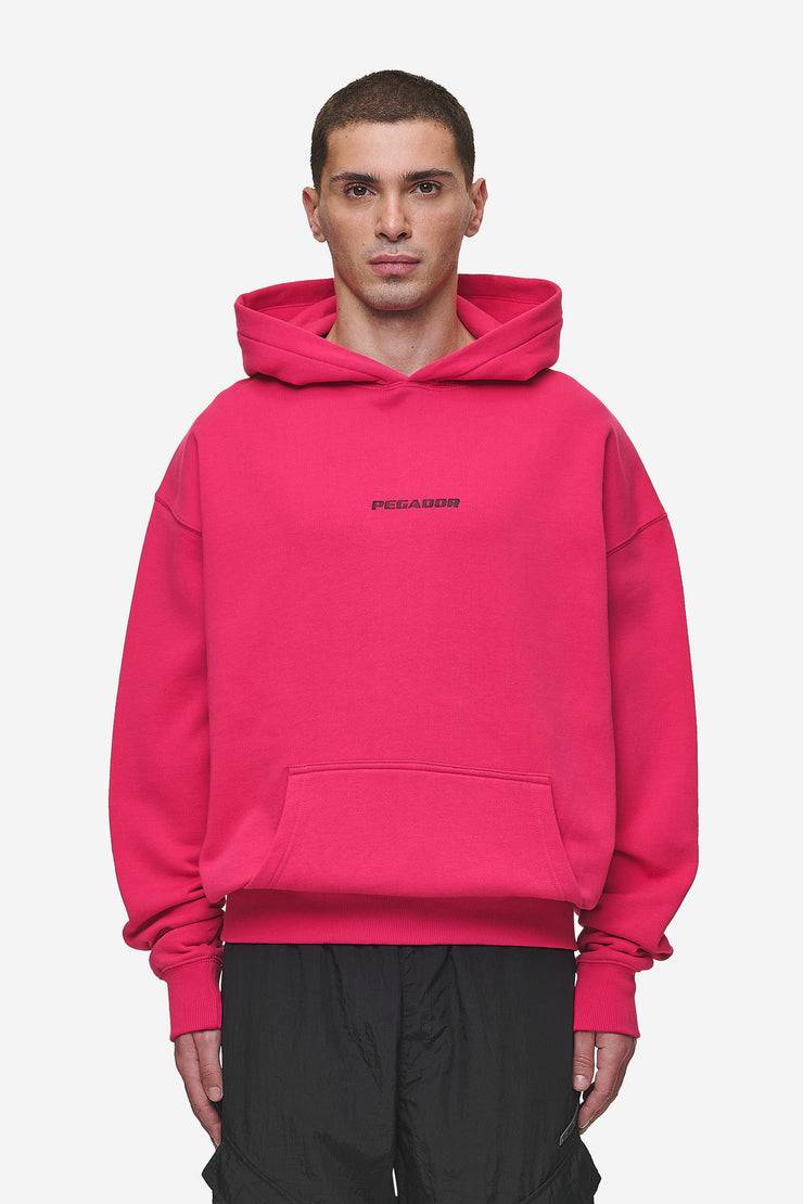 Pegador Colne Logo Oversized Hoodie Washed Virtual Pink Black