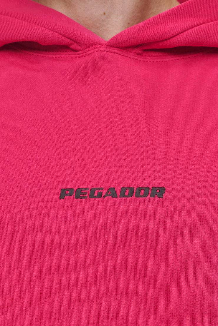 Pegador Colne Logo Oversized Hoodie Washed Virtual Pink Black