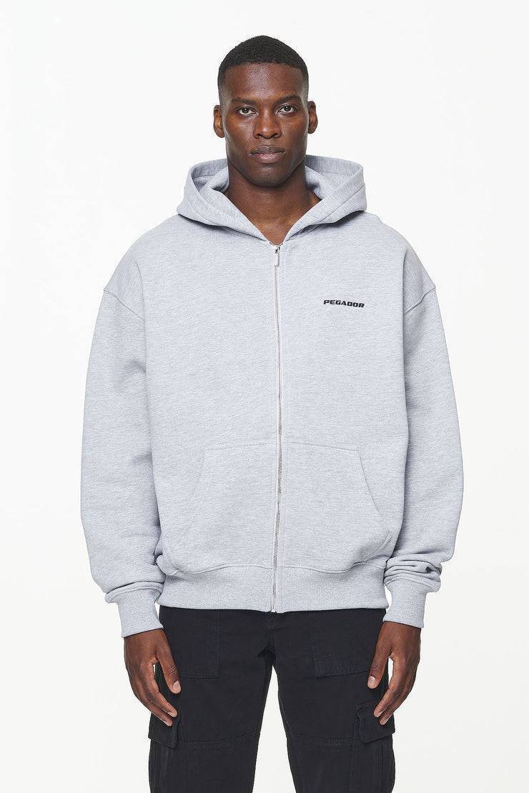 Pegador Colne Logo Oversized Sweat Jacket Grey Melange